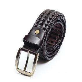 Brown Braided Men Leather Belt-008